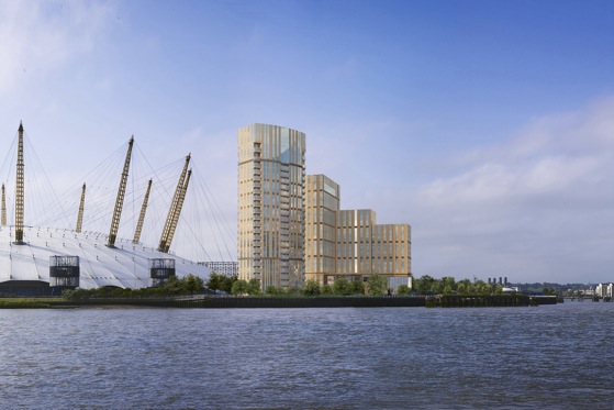 An artistic rendering of the Greenwich Peninsula project, which will include the 454-room The InterContinental London The O2.