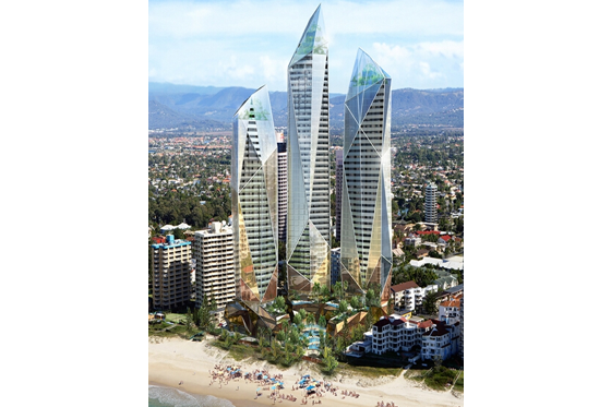 An artistic rendering of Wanda's Jewel multi-use development in Surfers Paradise, Australia.