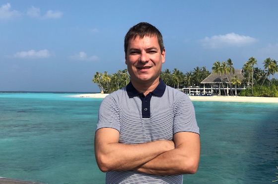 Michal Šmejc on the arrival jetty at Velaa Private Island
