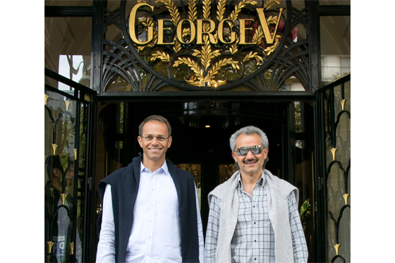 Sarmad Zok and Saudi Prince Alwaleed in front of their prized asset, George V, Paris.