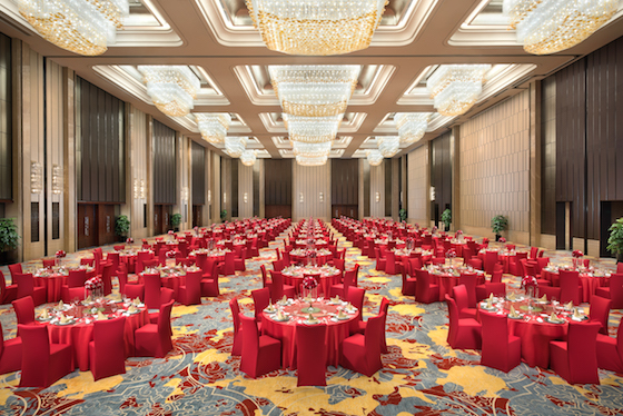 39-foot-high pillar less grand ballroom at the Shangri-La Hotel, Yiwu