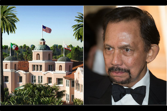 The sultan of Brunei (r) owns, among other properties, The Beverly Hills Hotels.