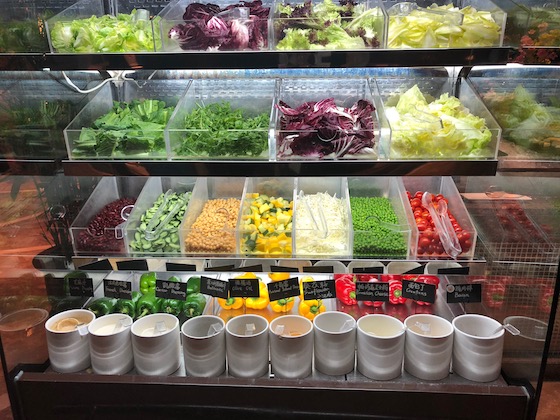 The Shanghai Kempinski's vertical buffet is a custom-made cabinet.