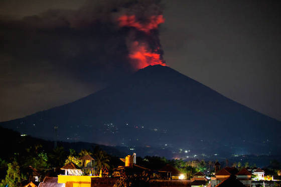 Mount Agung, on the Indonesian island of Bali, erupts on November 27. (Getty Images)