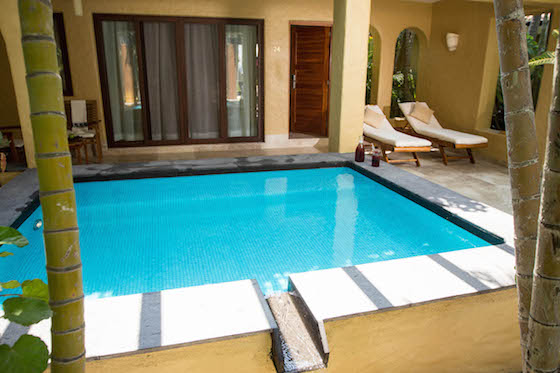 Plunge pools were revamped with new stone and tile
