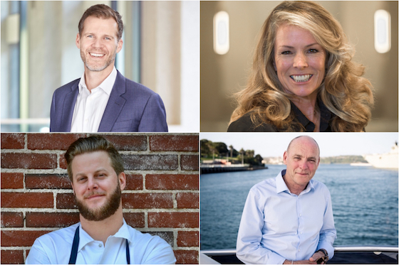 From left, clockwise: Brian Young (Hospitality Ventures Management Group), Sunni Dupree (Hotel Effie Sandestin), Sean Flakelar (Kokomo Private Island) and Josh Elliott (Thesis Hotel Miami)