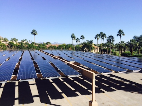 The Phoenician's solar panel installation includes about 2,000 photovoltaic panels.