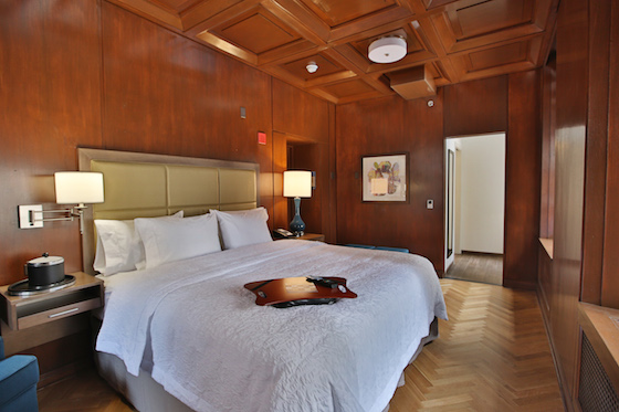 Rich wood textures can be seen throughout the hotel.