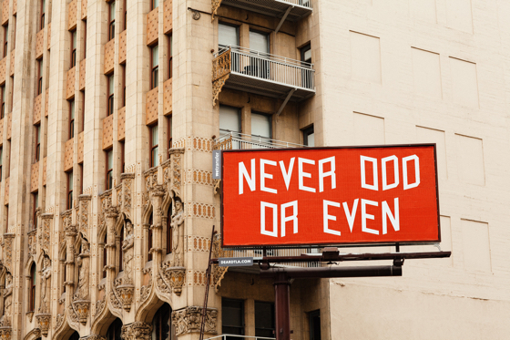 Los Angeles artist Brian Roettinger’s work is being showcased on the billboard at Ace Hotel DTLA this month.