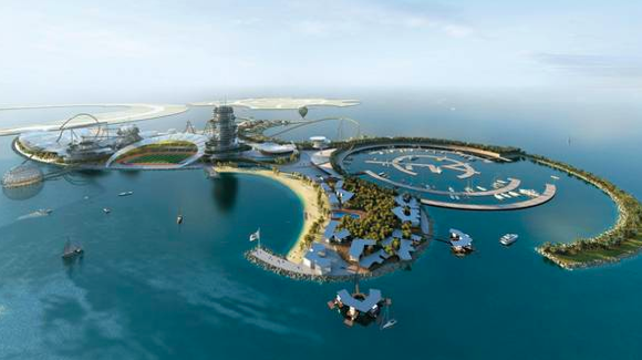 An artistic rendering of the Real Madrid Island Resort