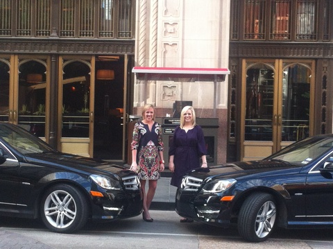 Jessica Craycraft and Meredith Harrell pose with their new cars