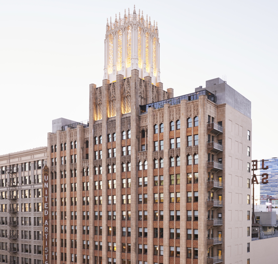 Ace Hotel Downtown Los Angeles occupies a 13-story Spanish Gothic building dating back to 1927 that most recently was the headquarters of televangelist Gene Scott. (photo by Spencer Lowell)