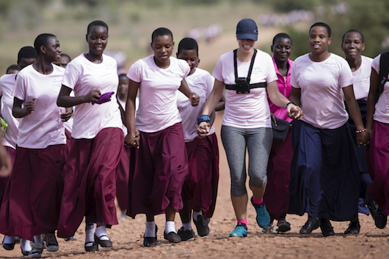 Part of Singita's five-day Serengeti experience included a fun run with local schoolgirls. 