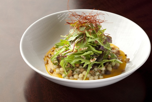 Locally sourced vegetables will drive Allium’s menu, as in a warm salad with fregola, squash, mizuna and toasted hickory nuts.