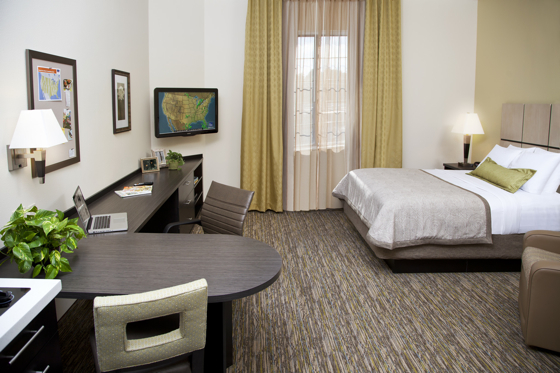 A studio at the new Candlewood Suites in North Little Rock, Arkansas