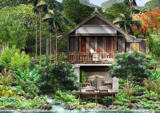 All Rosewood Luang Prabang villas will feature open-air living rooms, tubs and showers.