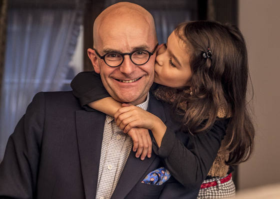Adrian Mueller with his youngest child, Ladina -- perhaps the next generation Swiss hotelier.