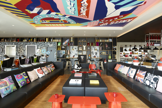 Public space at the CitizenM in London's Shoreditch neighborhood