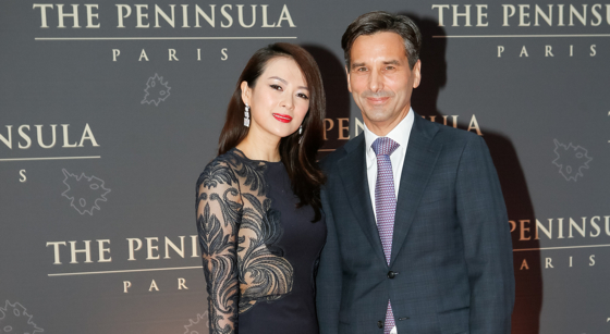 Chinese actress and model Zhang Ziyi poses with Peninsula Paris General Manager Nicolas Béliard.