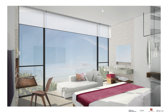 Rendering of Tin Hotel guest room
