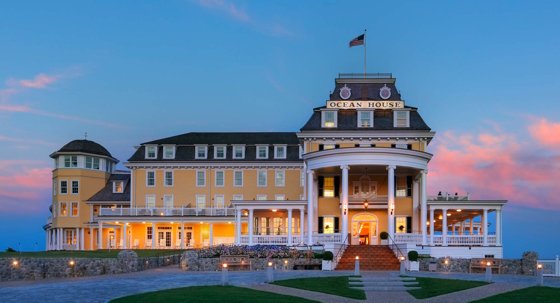 Dating to 1868, the iconic Ocean House sits on a bluff overlooking the Atlantic Ocean.