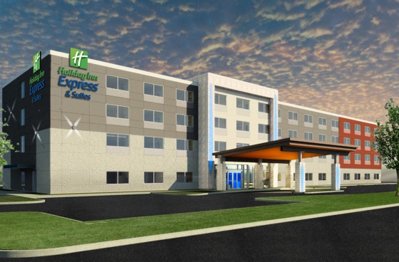 An artistic rendering of the Holiday Inn Express exterior prototype