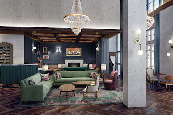 The Ramble Hotel's lobby (all photos are renderings)