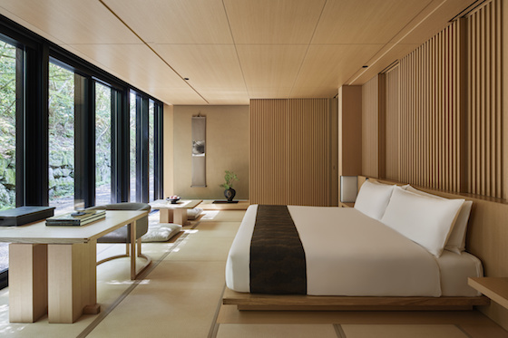 A guest room at Aman Kyoto