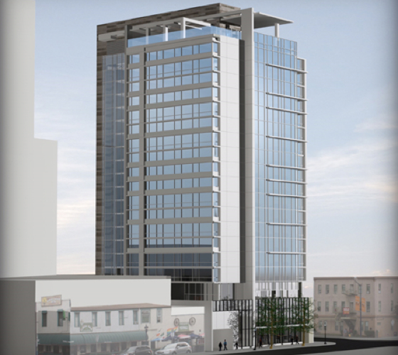 Rendering of the facade of the Canopy San Diego