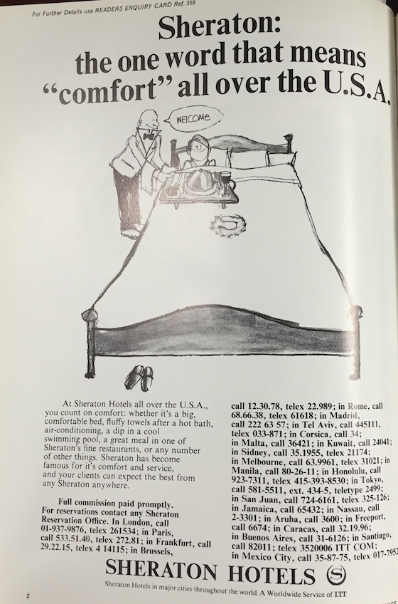 Sheraton advertisement in the May 1969 issue of Service World International