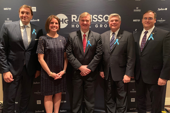 From left to right: Eric De Neef, executive vice president and global chief commercial officer; Kristen Richter, global revenue management leader; CEO John Kidd; Ken Greene, president, Americas; and Kevin Carl, EVP and global chief information officer