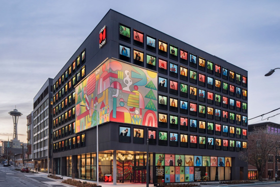 Exterior of the recently opened citizenM in Seattle