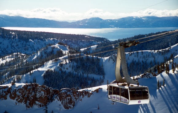 A cable car brings skiers to the summit at the Squaw Valley USA resort. Photo by Nathan Kendall/Squaw Valley USA