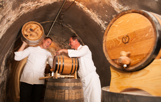 Executive Chefs Stephen Henry and Mathew Wiltzius create and collect barrel aged maple syrups, aged in-house in the old Chicago rail passage located beneath the hotel.