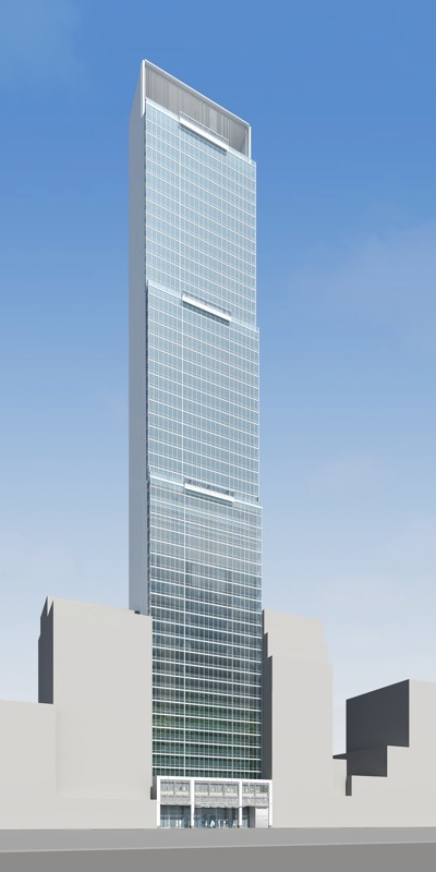 An artistic rendering of the exterior of the new Hyatt in Times Square. Image used courtesy of Hyatt in Times Square