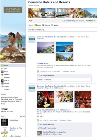 The Concorde Hotels & Resorts brand Facebook fan page.