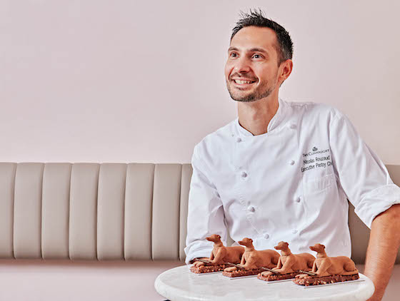 Nicolas Rouzaud, executive pastry chef, with the Patisserie's signature cakes