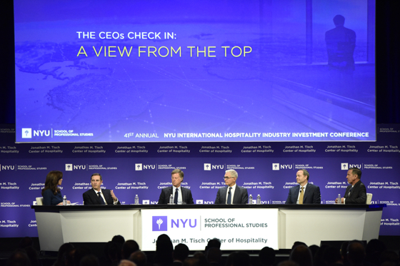 Monday's CEO panel featured the leaders of Marriott International, Accor, IHG, Hyatt and and Choice Hotels. 