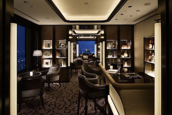 The renovated club lounge at The Ritz-Carlton, Toyko