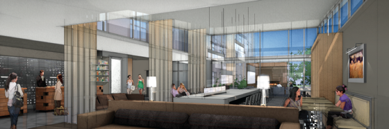 An artistic rendering of Best Western's extended-stay prototype lobby design.