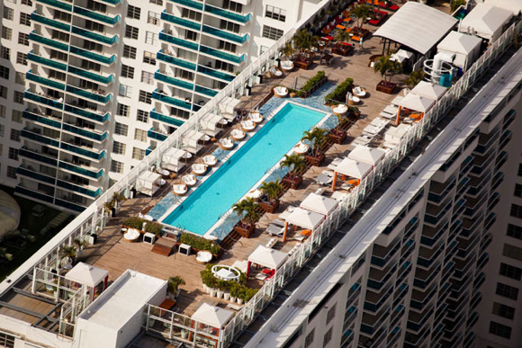 Aerial view of the rooftop pool at The Perry South Beach.
