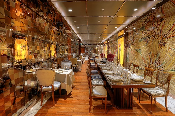 Gold tones dominate R&J Italian Lounge and Restaurant.