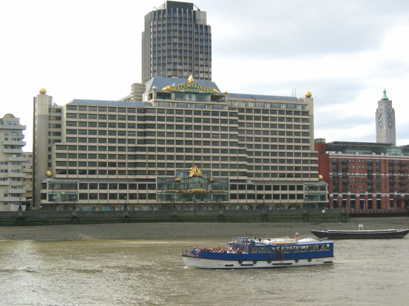 The Sea Containers building is located on the banks of the River Thames.