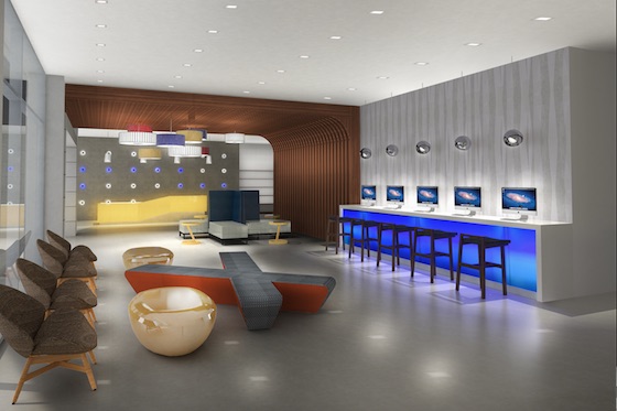 Lobby and business bar rendering at GLo