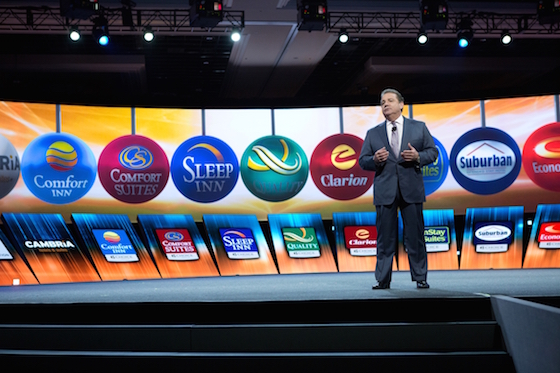 Choice CEO Steve Joyce addresses convention attendees during the opening session.