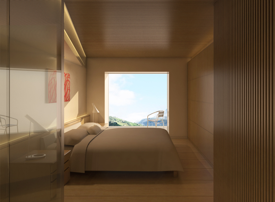 Guest rooms designed by Ando