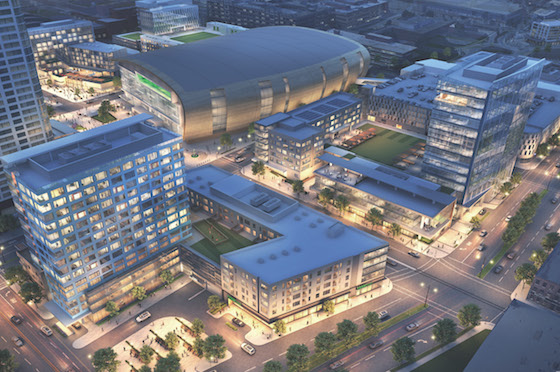 A rendering of the Bucks hotel in Milwaukee’s Deer District area. The hotel will be north of the basketball team’s home arena.