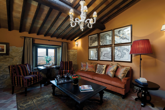Suites boast custom-made Tuscan furnishings.