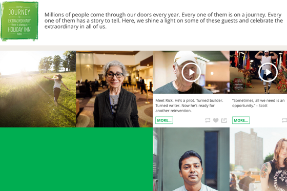 A screenshot of the Holiday Inn Tumblr page with Journey to Extraordinary content.
