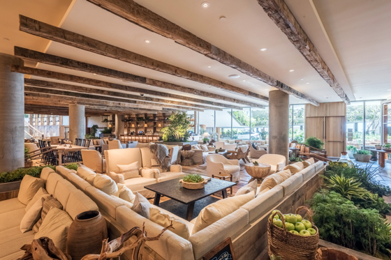 1 West Hollywood's earthy design is inspired by raw materials such as reclaimed timber and steel, recycled fiber carpeting, abundant native greenery and stonework.